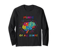 Minds of All Kinds Colorful Autism Brain Autism Awareness Long Sleeve T-Shirt