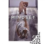Mindset Cat Tiger Reflect Adult Jigsaw Puzzle, 1000 Pieces, 70x50cm/1000pcs; Low-dust White Cardboard Pieces; Shared Family Time Around The Table