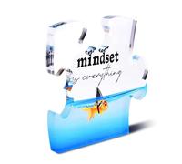 Mindset is Everything Acrylic Plaque Inspirational Gifts for Coworks Friends Puzzle Acrylic Plaque Motivational Desk Decoration Sign Positive Encouragement Home Office Table Decor
