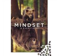 Mindset Is Everything Bear Puzzle 1000 Pieces, Animal Themed Jigsaw Puzzle, Gift for Adults And Teens, 38x26cm/1000pcs