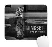 Mindset is Everything Inspirational Quote Mouse Pad, Cute Cat Stared at Its Reflection Tiger Funny Mouse Pads Motivational Mat
