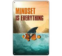 Mindset is Everything Inspirational Vintage Metal Tin Sign Wall Decor Plaque Man Cave Garage Poster Coffee Club Cafe Pub Tin Signs Home Decorations 5.5x8 Inches