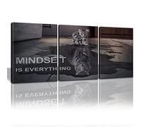Mindset is Everything Motivational Wall Art, KAWAHONE Inspirational Entrepreneur Quotes Posters Framed, Canvas Artwork Painting Picture for Home Decoration Living Room Office Bedroom, 12"x16"x3 PCS