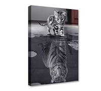 Mindset is Everything Poster Art Funny Cat Illustration Inspirational Poster Motivational Art Cat Painting Room Decor Framed Artwork Painting for Office Modern Canvas Wall Art 36''Wx24''H