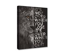 Mindset is Everything Poster Lion Modern Giclee Canvas Prints Stretched Artwork Black and White Lion Pictures to Photo Paintings on Canvas Wall Art for Home Office Decorations Wall Décor 12”Wx16”H