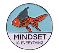 Mindset is everything,Shark make up goldfish Mindset is important, brooch, Stainless Steel, no gemstone