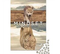 Mindset Is Everything Wolf 1000-Piece Adult Jigsaw Puzzle, 70x50cm/1000pcs, Low-dust White Pieces for Sorting; Tabletop Entertainment at Home