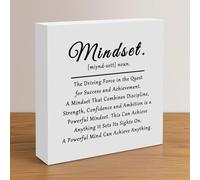 Mindset Sign Decor Wood Box Sign Desk Decor Motivational Gifts for Coworker Boss Lady Teacher Sister Friends Inspirational Home Office Decor Gift Inspirational Mindset Quote for Student Coworkers