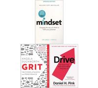 Mindset - Updated Edition, Grit, Drive The Surprising Truth About What Motivates Us 3 Books Collection Set