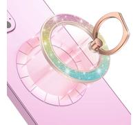 Mindsky Magnetic Grip for Magsafe, Magnetic Ring Holder for iPhone 13 12, Magsafe Accessories, Adjustable Mobile Phone Finger Holder & Mobile Phone Stand (Glitter Pink)