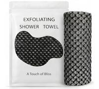 Mindsoft 1 Pcs Exfoliating Shower Towel Premium Scrub Wash Cloth for Body Face 2-in-1 Shower Towel for Smooth Skin Exfoliating Washcloth with 2 Sides for All Skin Types for Women Men (Black)