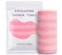 Mindsoft 1 Pcs Exfoliating Shower Towel Premium Scrub Wash Cloth for Body Face 2-in-1 Shower Towel for Smooth Skin Exfoliating Washcloth with 2 Sides for All Skin Types for Women Men (Pink)