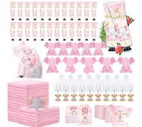 Mindsoft 168 Pcs Pink Elephant Baby Shower Favors Baby Shower Gifts Bulk Hand Cream Towels Soaps Keychains Organza Bags Guest Appreciation Gift with Thank You Tags and Cards for Boys Girls Guest