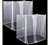 Mindsoft 2 Pcs 4 Corners Mosquito Net for Bed Canopies Netting Bed Drapes Mesh for Twin Full Queen King Size Camping Home Outdoor Travel Dormitory(White,L75 X W70 X H67 Inch)