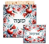 Mindsoft 2 Pcs Passover Afikoman Bags set Passover Seder Afikomen Holder Rustic Matzah Afikoman Cover Bags with 3 Layers Compartment for Pesach Jewish Holiday Party Decor Gifts(Pomegranate)
