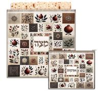 Mindsoft 2 Pcs Passover Afikoman Bags set Passover Seder Afikomen Holder Rustic Matzah Afikoman Cover Bags with 3 Layers Compartment for Pesach Jewish Holiday Party Decor Gifts(Pomegranate Flower)