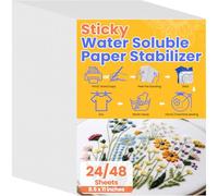 Mindsoft 24 Pcs 8.5"x11" Sticky Water Soluble Embroidery Stabilizer Stick and Stitch Embroidery Paper Printable Wash Away Paper Stabilizer for Print or Draw Patterns Hand Machine Embroidery