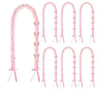 Mindsoft 6 Pack Graduation Lei 2026 Graduation Ribbon Leis 60 Inch Braided Necklace with Pearls Butterfly Handmade Congrats Graduates Cords for Gift Coquette Party (Rose Pink,Basic)