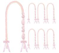 Mindsoft 6 Pack Graduation Lei 2026 Graduation Ribbon Leis 60 Inch Braided Necklace with Pearls Butterfly Handmade Congrats Graduates Cords for Gift Coquette Party(Rose Pink,Pearl Number)