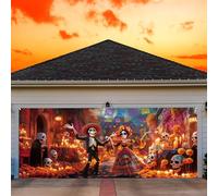 Mindsoft 7 x 16 ft Halloween Day of The Dead Garage Door Banner Dia De Los Muertos Background Banner Day of The Dead Backdrop Mexican Fiesta Holiday Party Decorations Photography Photo Booth Props