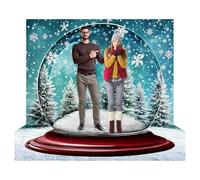 Mindsoft 7 x 5ft Christmas Snow Globe Backdrop Winter Wall Decor Christmas Banner Winter Wonderland Photography Background Snow Crystal Ball Floor Background for Party Photoshoot Studio Booth Props