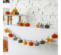 Mindsoft 8.2 ft Fall Pumpkins Garland Halloween Faux Harvest Pumpkin Banner Thanksgiving Colorful Pre Assembled Hanging Garland for Autumn Farmhouse Home Decor(Rustic Fall Color,Velvet,Classic)