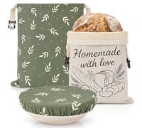 Mindsoft Beeswax Bread Bag for Sourdough, 12×15" Reusable Linen Dough Bag with Buckle, 10" Proofing Bowl Cover, Natural Beeswax Bread Storage for Homemade Sourdough Breads Freshness Freezer