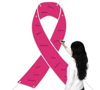 Mindsoft Breast Cancer Awareness Banner Outdoor 59 x 45 Inch Pink Ribbon Signature Backdrop Large Breast Cancer Party Decoration for Health Hospital Publicity Garden Corner Party Activities Decor
