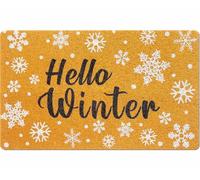 Mindsoft Hello Winter Welcome Door Mat 18 x 30 inch Snowflakes Doormat Welcome Doormat Snow Rug Christmas Door Mat Front Door Rug for Home Indoor Holiday Decoration (Hello Winter)