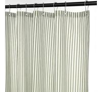 Mindsoft Stripe Cotton Toile Shower Curtain Ticking Stripes Woven Print Curtain Bathroom Decor for Traditional Contemporary Style Kitchen Bath(Green and White,72 x 72 Inches,Stripe)