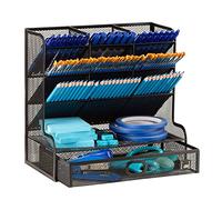 Mindspace Art Supplies Desk Organizer, Pencil Holder, Pen Organizer for desk - Stationary Organizer for Pens and Markers, Colored pencils, Paint Brushes, Sticky Notes - School Supply Organizer, Black