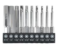 Mindu Hex Screwdriver Set,10-Piece Set of Chrome-Plated Hex Drill Bits, S2 Steel,in the Following Sizes: 5/16‘, 1/4’, 7/32‘, 3/16’, 5/32‘, 9/64’, 1/8‘, 7/64’, 3/32‘ and 5/64’