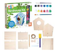 MindWare Make Your Own Birdhouse Kit - Wood Art Kit for Kids - Includes Pre-Cut Wood Pieces and Art Supplies to Assemble and Paint Your Own Bird House - Ages 5 and Up