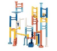 MindWare Marble Run - Neutral Colors | 103-Piece Marble Run Set with 20 Marbles | STEM Construction Toy for Kids