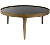 Mindy Brownes Reese Black Smoked Glass and Antique Bronze Large Round Coffee Table