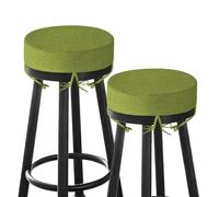MineCozy Bar Stool Cushions Round 3" Thick Round Seat Cushions for Chairs 2 Pack Non Slip Bistro Chair Pads with Machine Washable Cover (12 Inch, Green)