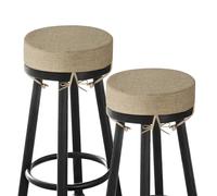 MineCozy Bar Stool Cushions Round 3" Thick Round Seat Cushions for Chairs 2 Pack Non Slip Bistro Chair Pads with Machine Washable Cover (12 Inch, Beige)