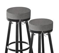 MineCozy Bar Stool Cushions Round 3" Thick Round Seat Cushions for Chairs 2 Pack Non Slip Bistro Chair Pads with Machine Washable Cover (12 Inch, Light Grey)