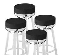MineCozy Bar Stool Cushions Round 3" Thick Round Seat Cushions for Chairs 4 Pack Non Slip Bistro Chair Pads with Machine Washable Cover (12 Inch, Black)