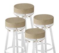 MineCozy Bar Stool Cushions Round 3" Thick Round Seat Cushions for Chairs 4 Pack Non Slip Bistro Chair Pads with Machine Washable Cover (12 Inch, Beige)