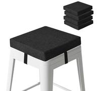 MineCozy Bar Stool Cushions Set of 4 Square Stool Cushion Thick Non Slip Chair Pads with Ties and Washable Cover 12" X 12" Black
