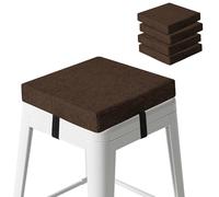 MineCozy Bar Stool Cushions Set of 4 Square Stool Cushion Thick Non Slip Chair Pads with Ties and Washable Cover 12" X 12" Brown