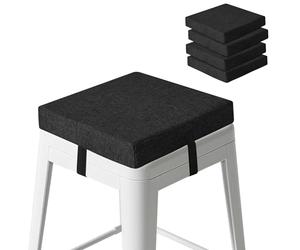 MineCozy Bar Stool Cushions Set of 4 Square Stool Cushion Thick Non Slip Chair Pads with Ties and Washable Cover 12" X 12" Black