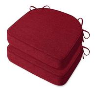 MineCozy Chair Cushions for Dining Chairs 2.5" Thickened Indoor Kitchen Seat Cushions Set of 2 Non Slip Seat Pad with Washable Cover and Ties (17" x16", Red)