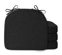 MineCozy Chair Cushions for Dining Chairs 2.5" Thickened Indoor Kitchen Seat Cushions Set of 4 Non Slip Seat Pad with Washable Cover and Ties (17" x16", Black)