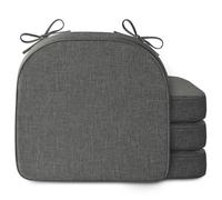 MineCozy Chair Cushions for Dining Chairs 2.5" Thickened Indoor Kitchen Seat Cushions Set of 4 Non Slip Seat Pad with Washable Cover and Ties (17" x16", Dark Grey)
