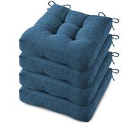 MineCozy Chair Cushions for Dining Chairs 4 Pack Kitchen Seat Cushions Indoor Seat Pads with Ties and Non-Slip Backing 17x17 Inch (Navy)