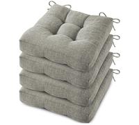 MineCozy Chair Cushions for Dining Chairs 4 Pack Kitchen Seat Cushions Indoor Seat Pads with Ties and Non-Slip Backing 17x17 Inch (Light Grey)