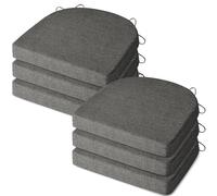 MineCozy Chair Cushions for Dining Chairs 6 Pack Indoor Seat Cushions with Ties and Washable Cover Non Slip Seat Pad for Kitchen Dining Room 16"X16"X2",Dark Grey