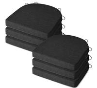 MineCozy Chair Cushions for Dining Chairs 6 Pack Indoor Seat Cushions with Ties and Washable Cover Non Slip Seat Pad for Kitchen Dining Room 16"X16"X2",Black